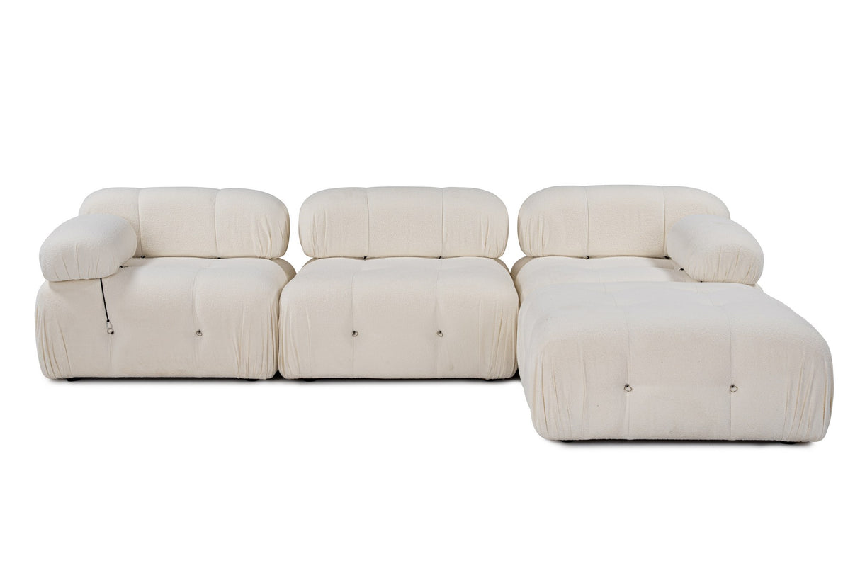 Modularer XXL Ecksofa Bubble mit Hocker - Bouclé Weiß