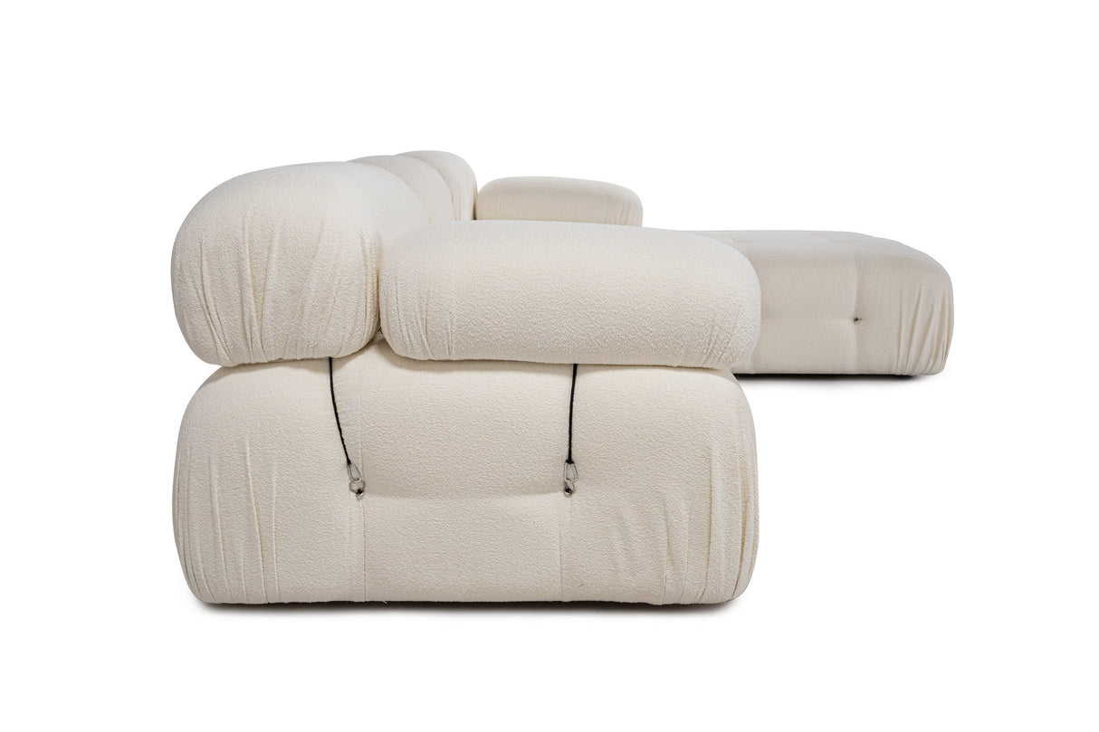 Modularer XXL Ecksofa Bubble mit Hocker - Bouclé Weiß