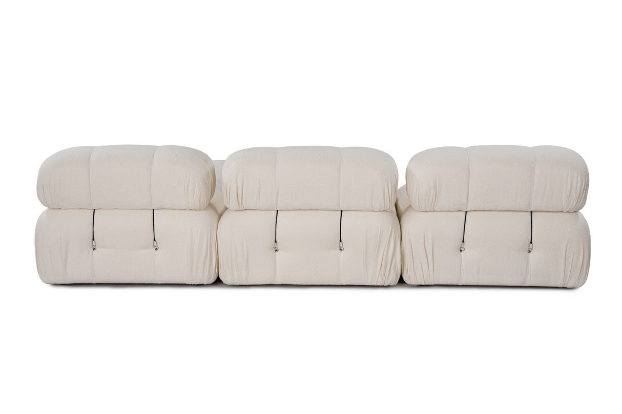 Modularer XXL Ecksofa Bubble mit Hocker - Bouclé Weiß