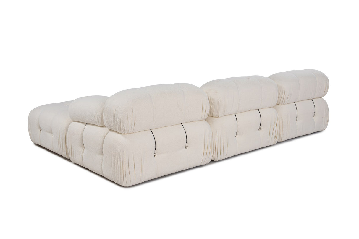 Modularer XXL Ecksofa Bubble mit Hocker - Bouclé Weiß