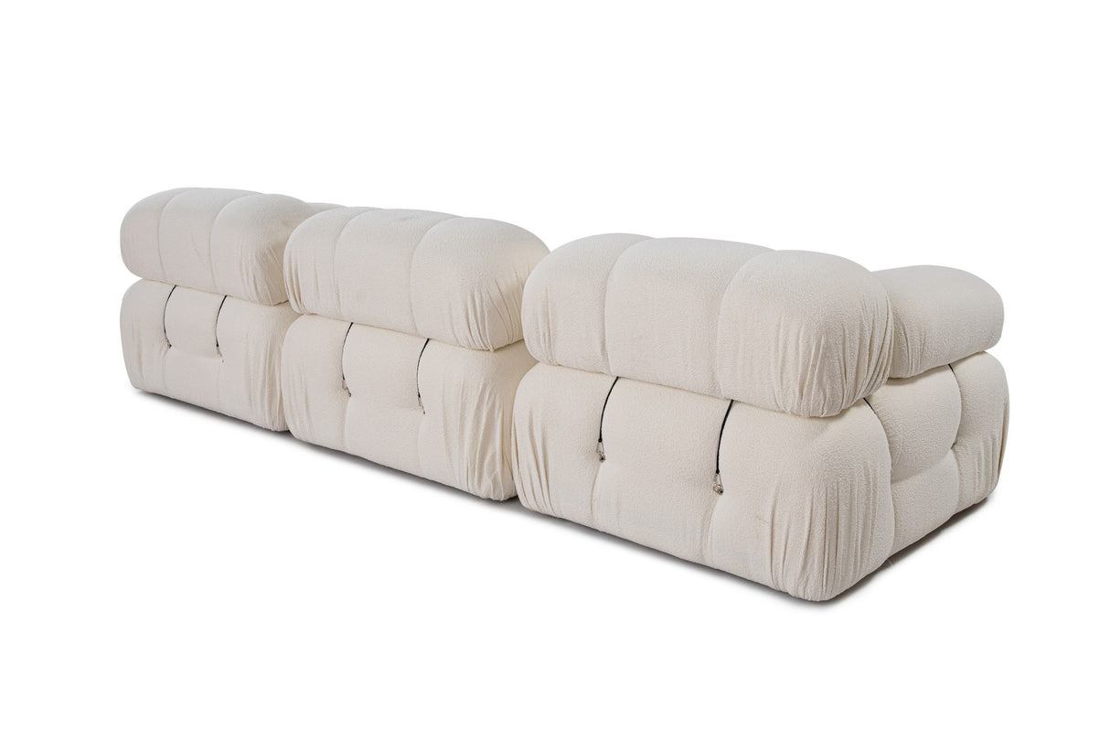 Modularer XXL Ecksofa Bubble mit Hocker - Bouclé Weiß