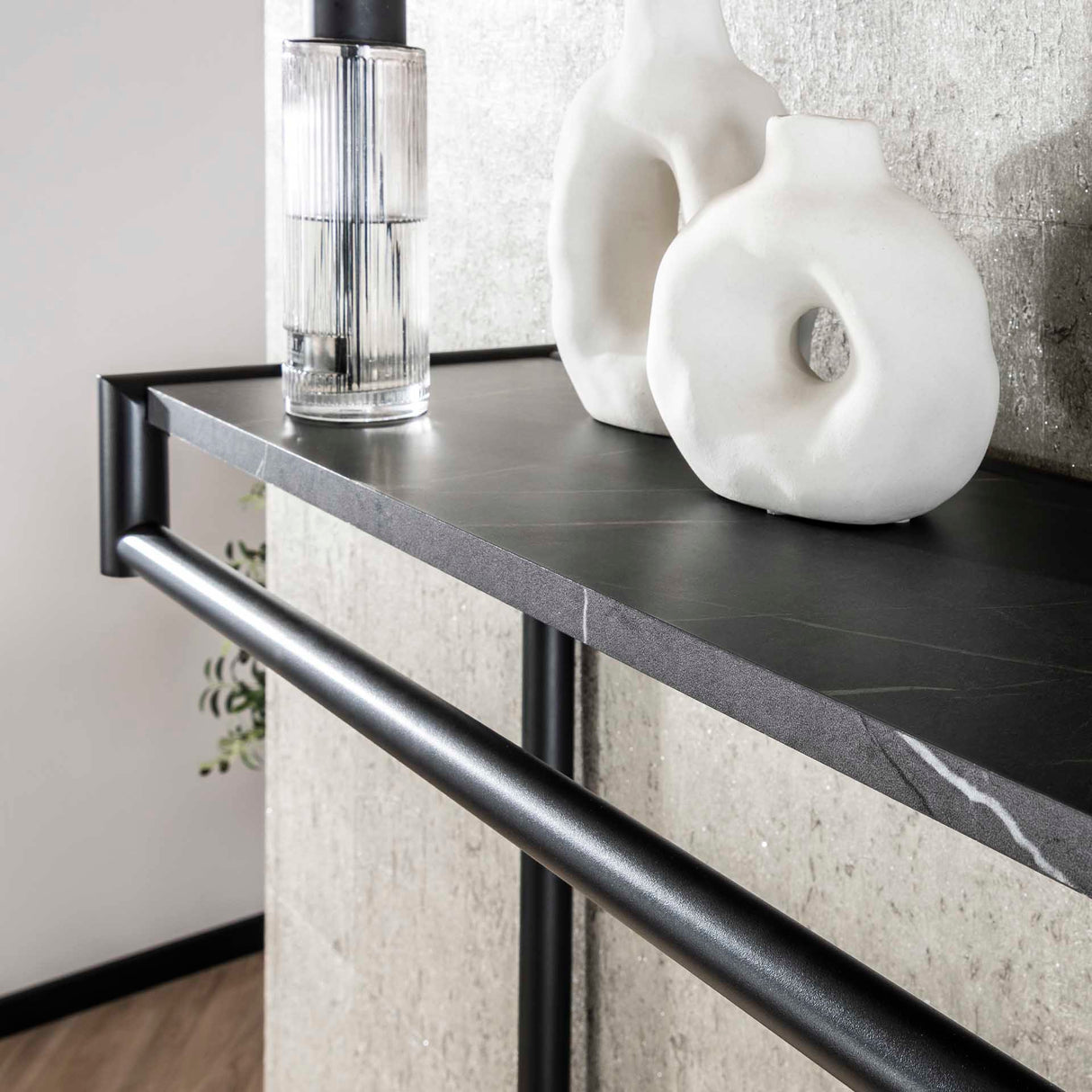 Kleiderständer Kimi 20-Haken Schwarz Keramik - Mit Stange und Hutablage