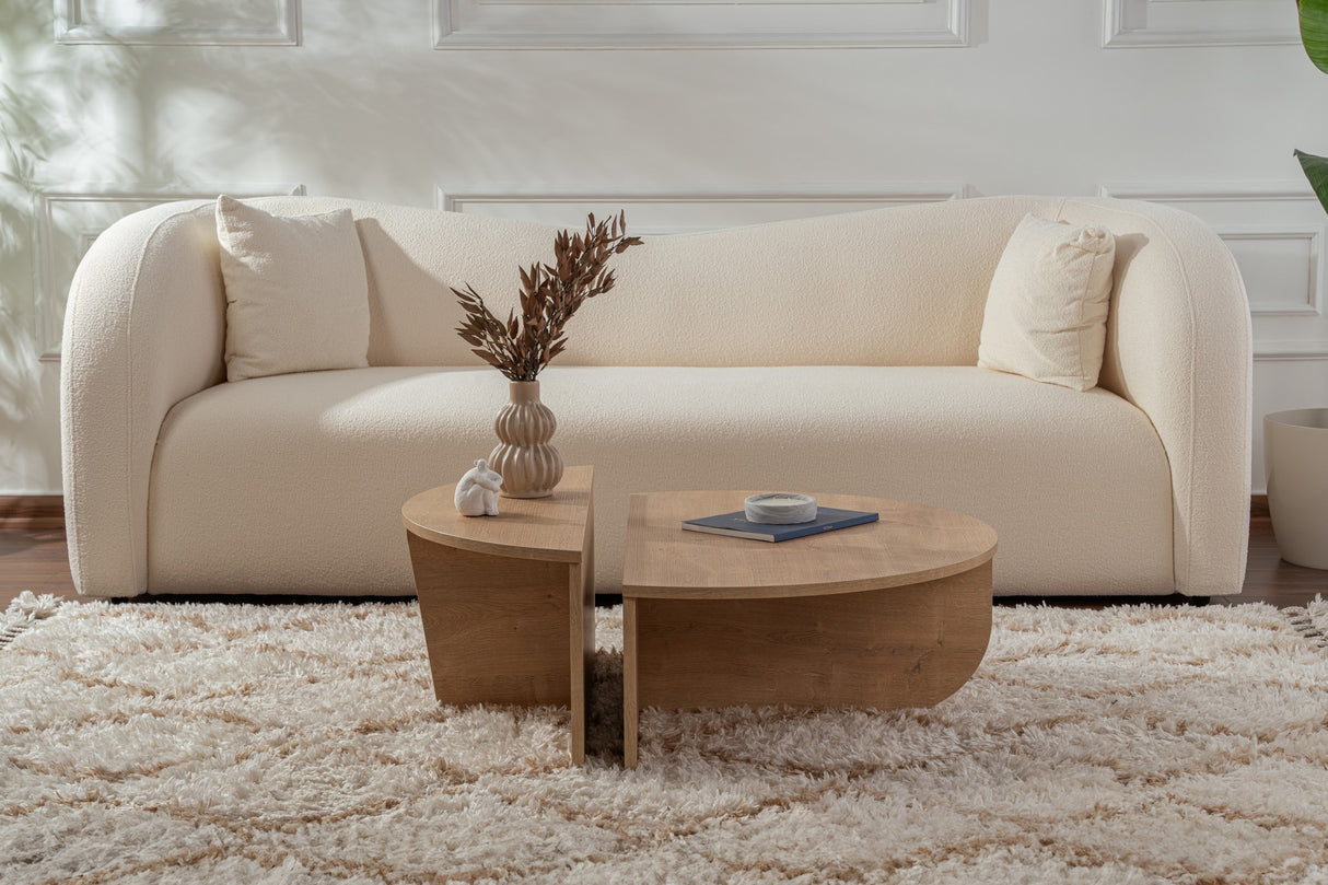 Runder Couchtisch Natur 85 cm Melamin Orin