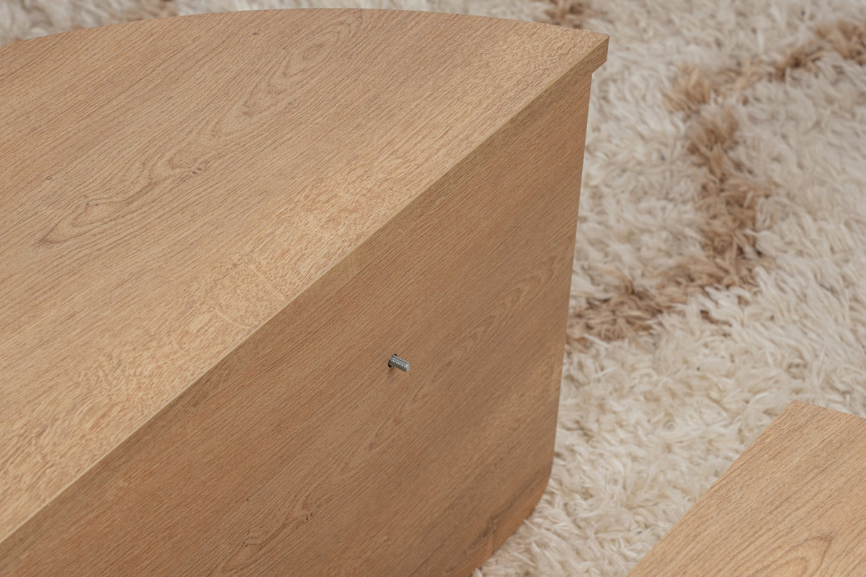 Runder Couchtisch Natur 85 cm Melamin Orin