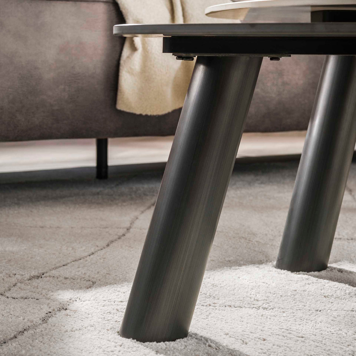 Arvo Twin Couchtisch-Set aus 2 Keramik Travertin 100x87 cm