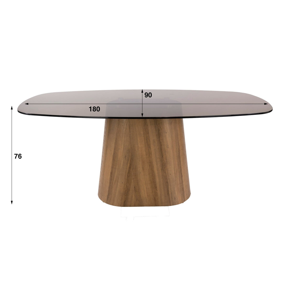 Eettafel - Deens ovale eettafel bruin rookglas eikenhout - look frame Thor 180 cm - Dimehouse