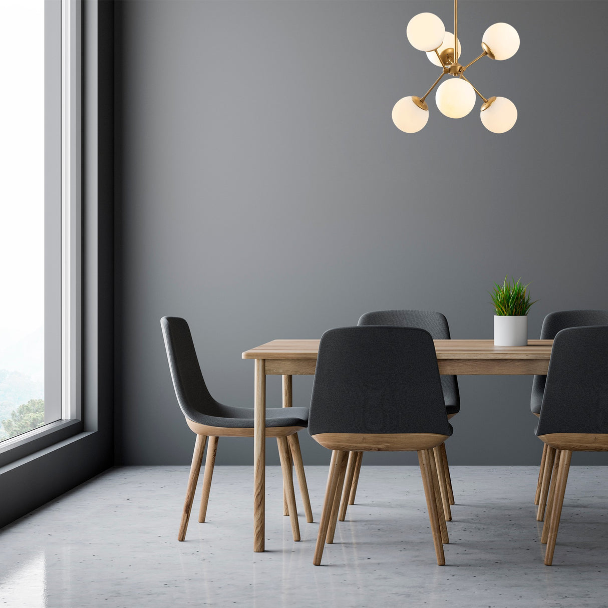 Hängelampe 6-flammig Gold Glas Sereno