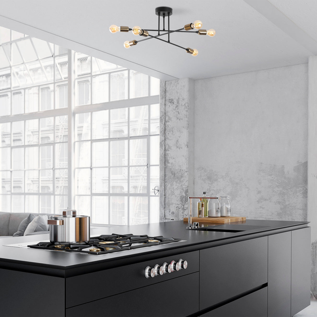 Deckenlampe Schwarz Metall Jade