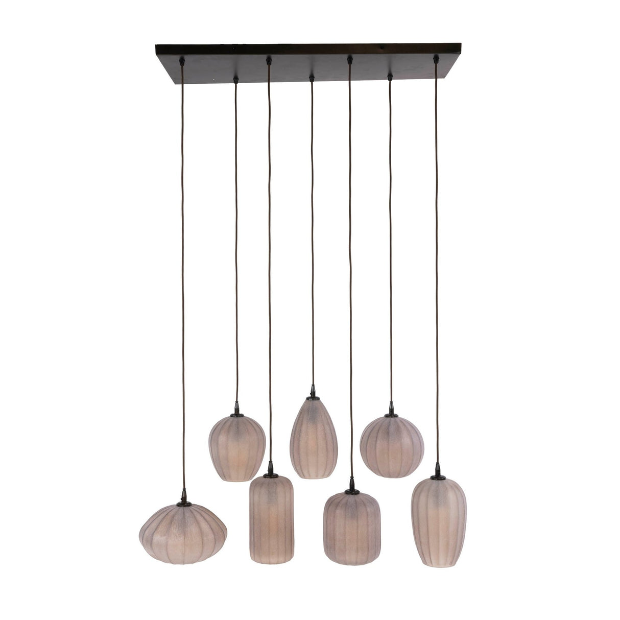 Hanglamp 7-lichts bruin frosted glas Arda