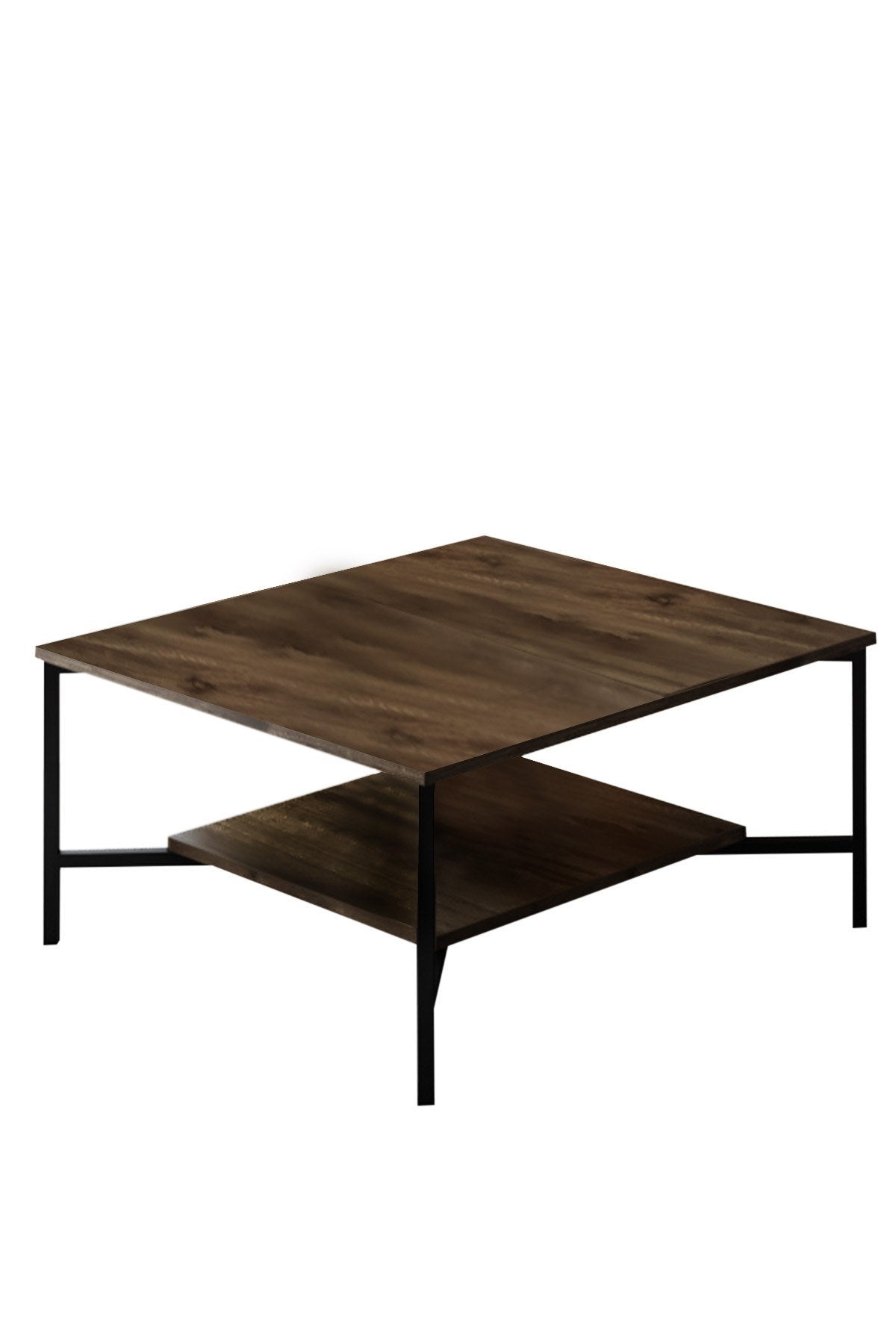 Möbelset Walnuss-Schwarz - Chrome Line - Couchtisch + TV-Möbel