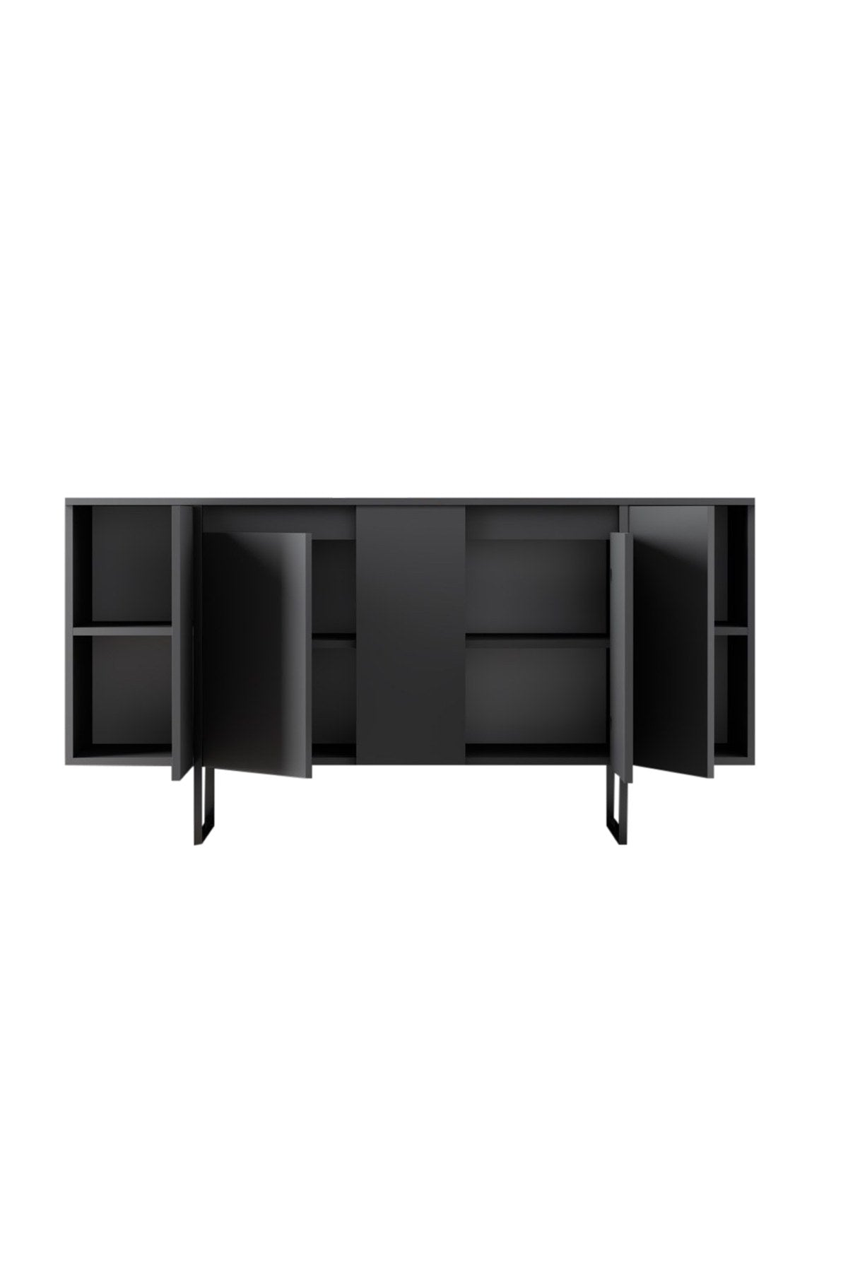 Modernes Sideboard Anthrazit Luxus 160x80x35 - Schwarzes Gestell