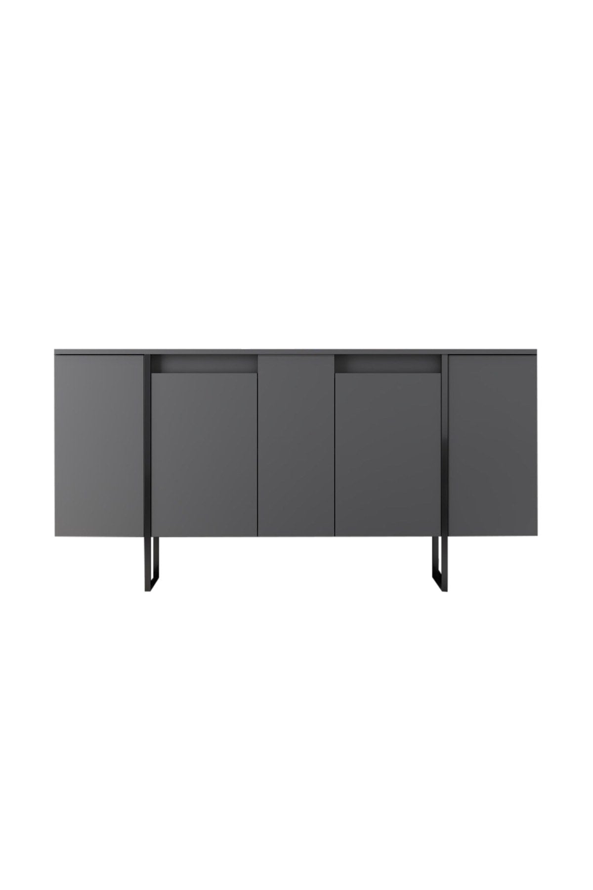 Modernes Sideboard Anthrazit Luxus 160x80x35 - Schwarzes Gestell