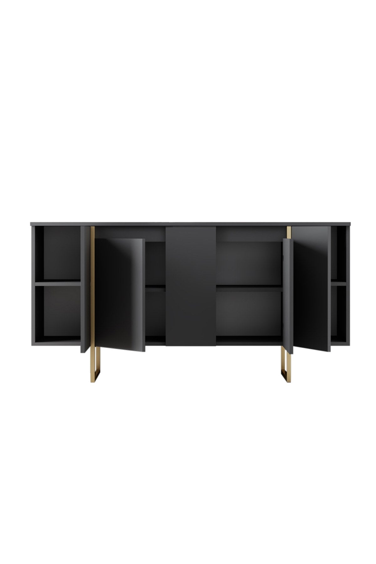 Modernes Sideboard Anthrazit Luxus 160x80x35 - Goldenes Gestell