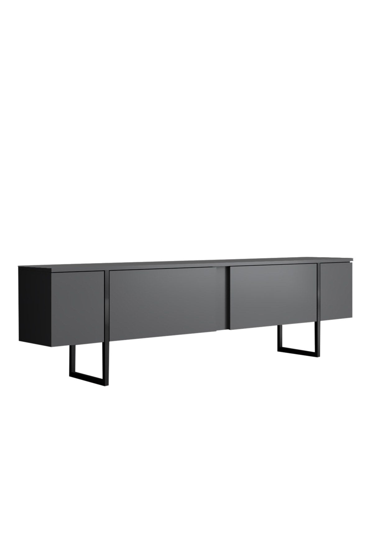 Möbelset Anthrazit Luxus - Couchtisch + TV-Schrank + Sideboard - Schwarzer Rahmen