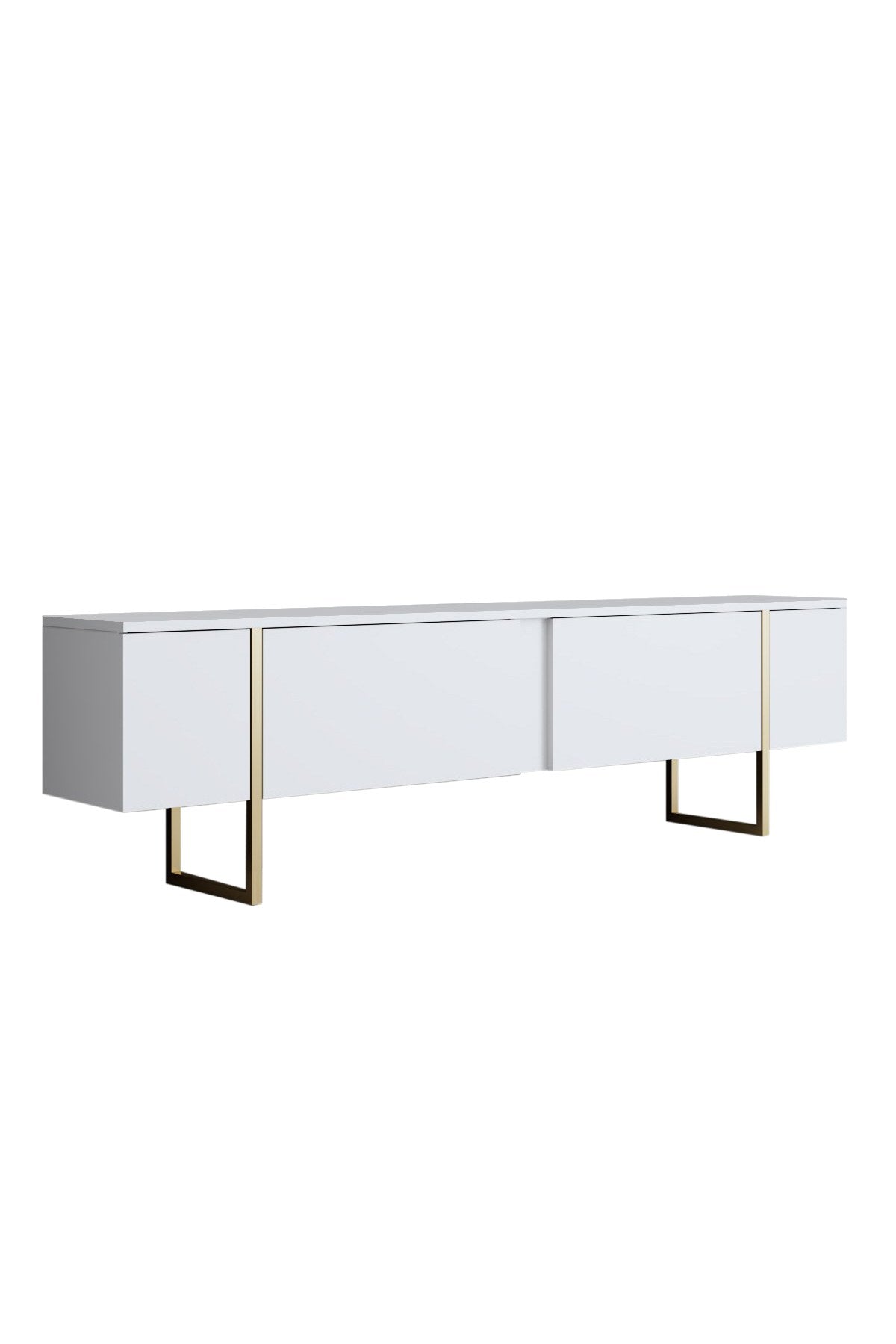 Möbelset White Luxury - Couchtisch + TV-Schrank + Sideboard - Goldener Rahmen