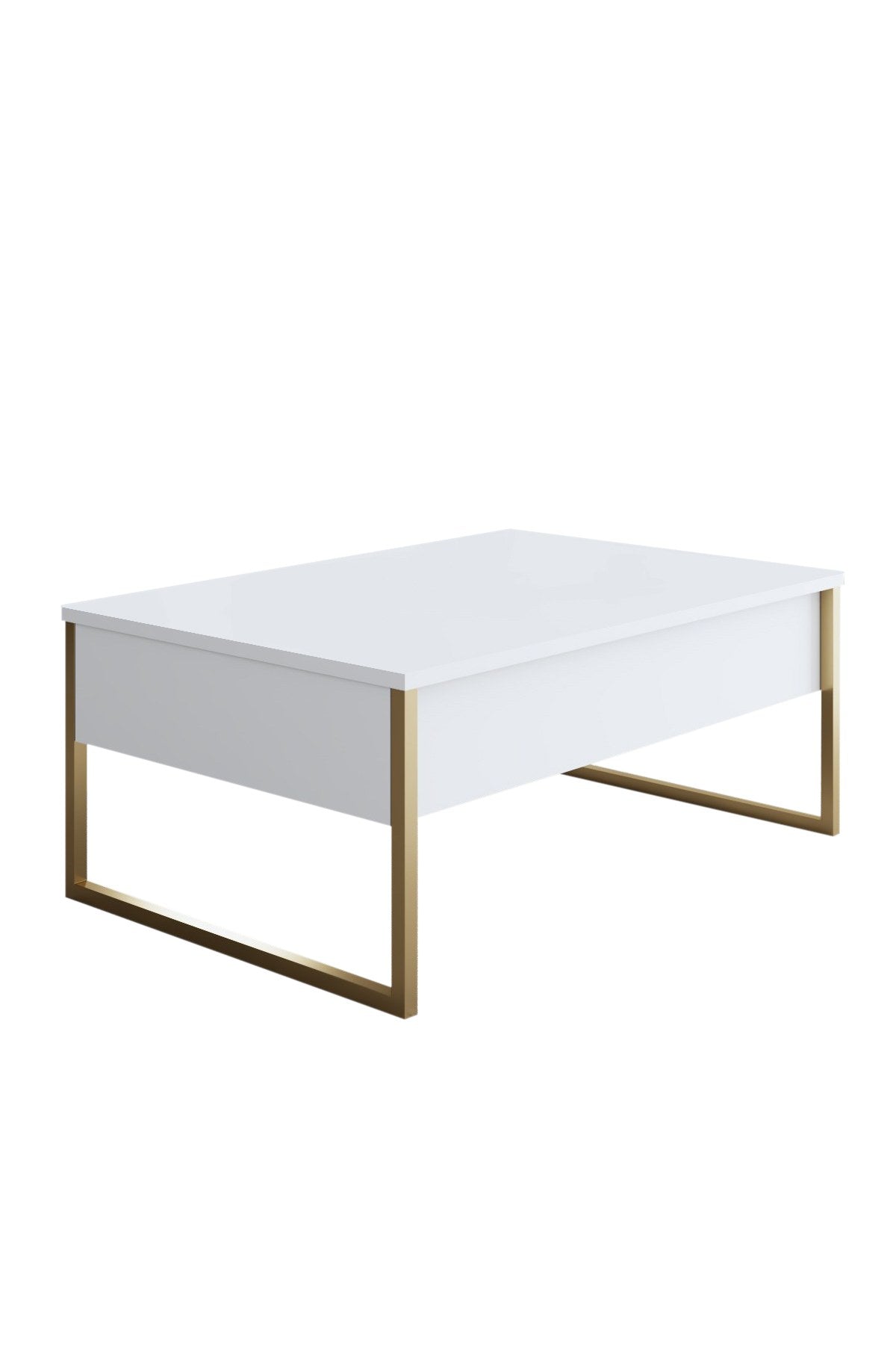 Möbelset White Luxury - Couchtisch + TV-Schrank + Sideboard - Goldener Rahmen