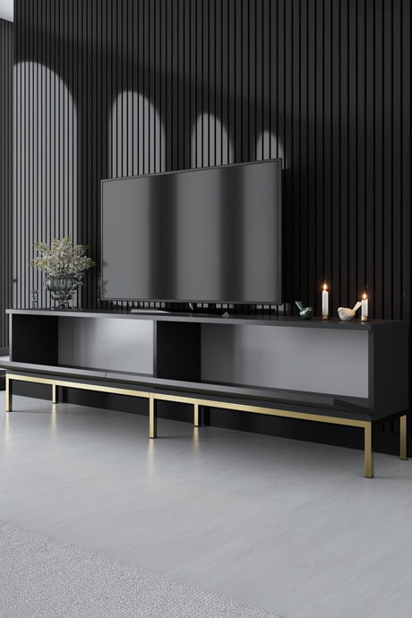 TV -Möbel Lord Anthrazit Gold Melamin 180x47x30 cm