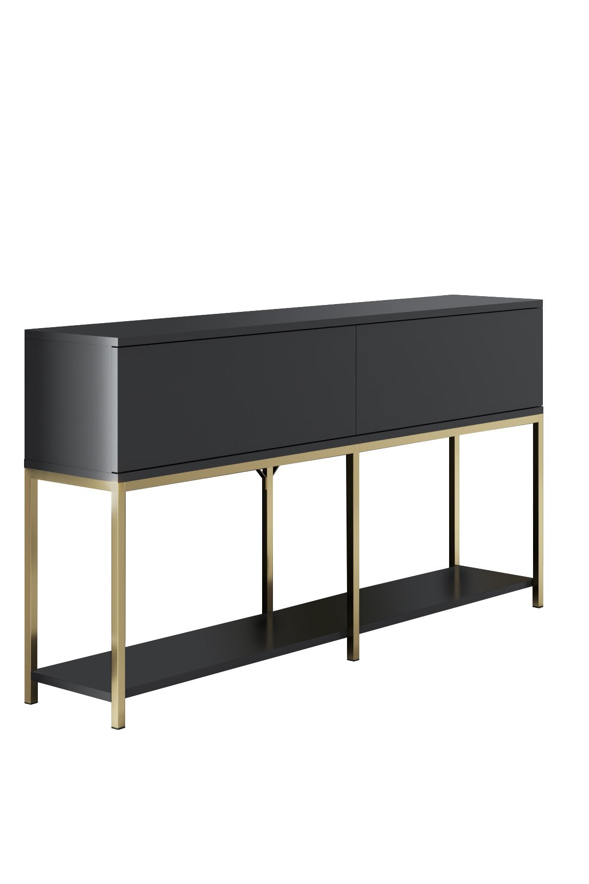 Möbelset Anthrazit Lord - Couchtisch + TV-Schrank + Sideboard - Goldener Rahmen