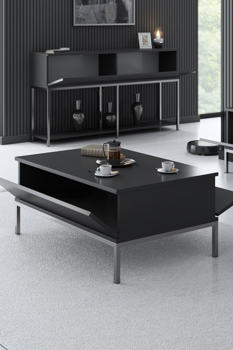 Rechteckiger Couchtisch Anthrazit Lord 90x60 - Silbernes Gestell