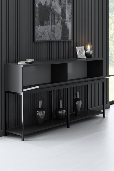 Moderne Kommode Anthrazit Lord 150x30x80 - Schwarzer Rahmen - Zwei Fächer