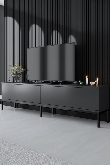 Möbelset Anthrazit Lord - Couchtisch + TV-Schrank + Sideboard - Schwarzer Rahmen