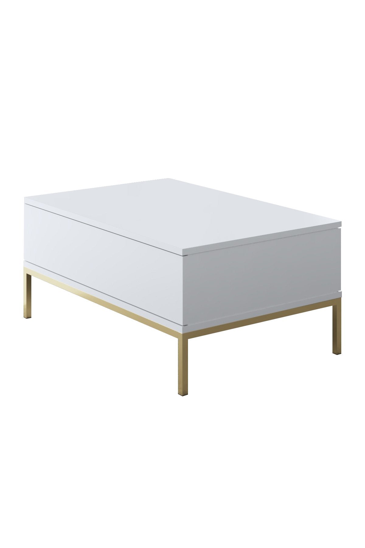 Rechteckiger Couchtisch Weiß Lord 90x60 - Goldener Rahmen