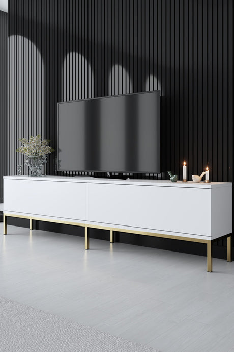 Möbelset White Lord - Couchtisch + TV-Schrank + Sideboard - Goldener Rahmen