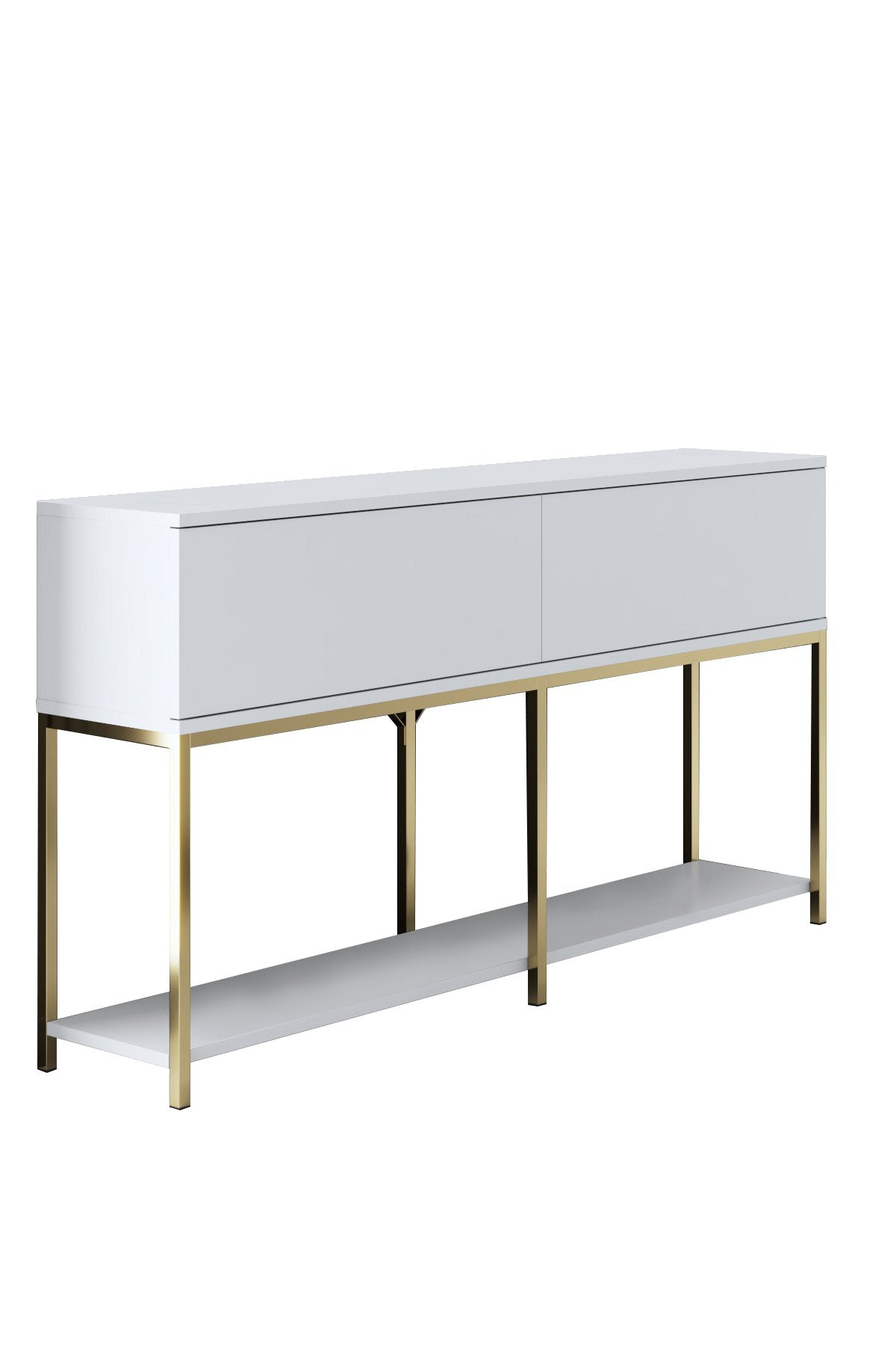 Möbelset White Lord - Couchtisch + TV-Schrank + Sideboard - Goldener Rahmen