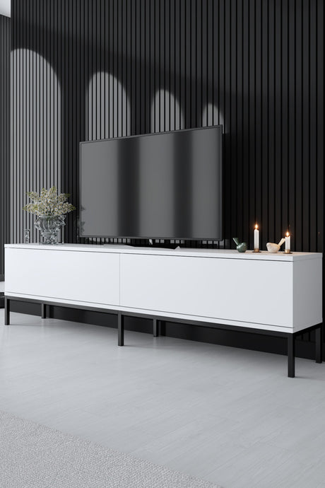 Möbelset White Lord - Couchtisch + TV-Schrank + Sideboard - Schwarzer Rahmen
