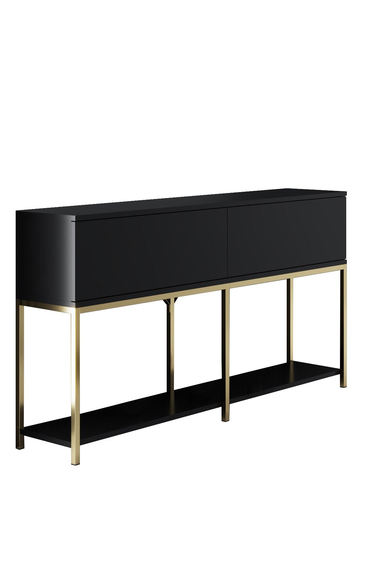 Moderne Kommode Black Lord 150x30x80 - Goldener Rahmen - Zwei Fächer