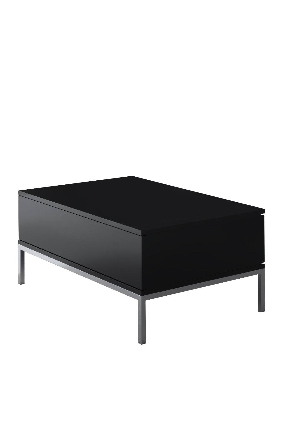 Rechteckiger Couchtisch Black Lord 90x60 - Silbernes Gestell