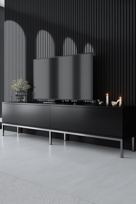 Möbelset Black Lord - Couchtisch + TV-Schrank + Sideboard - Silberrahmen