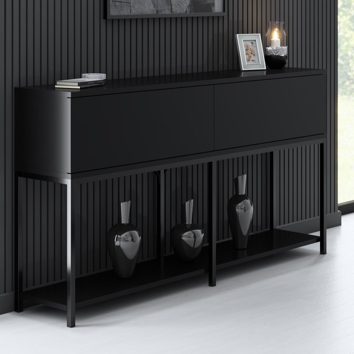 Moderne Kommode Black Lord 150x30x80 - Zwei Fächer
