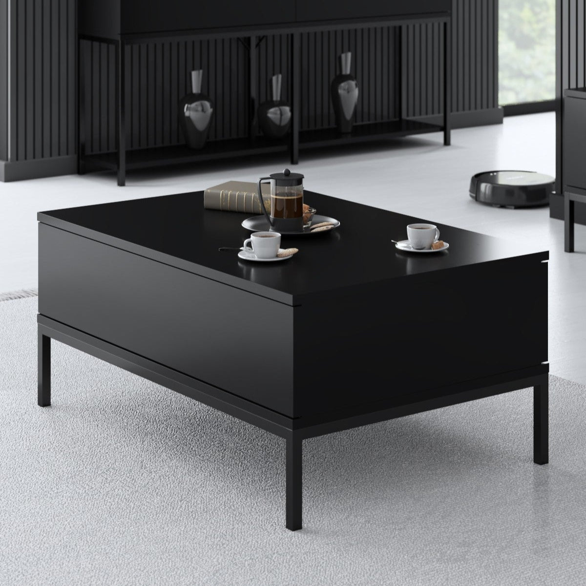 Rechteckiger Couchtisch Black Lord 90x60 - Schwarzer Rahmen