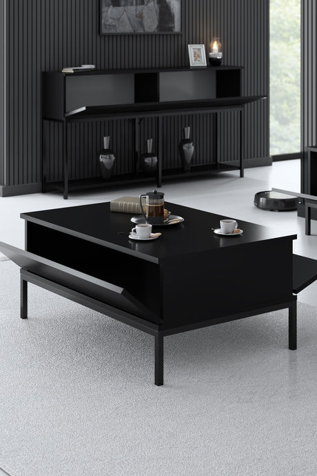 Rechteckiger Couchtisch Black Lord 90x60 - Schwarzer Rahmen