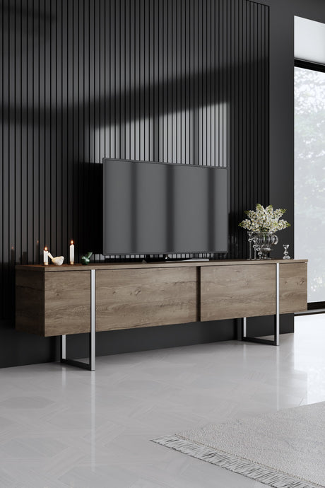 Luxus-Möbelset aus Walnussholz – Couchtisch + TV-Schrank + Sideboard – Silberner Rahmen