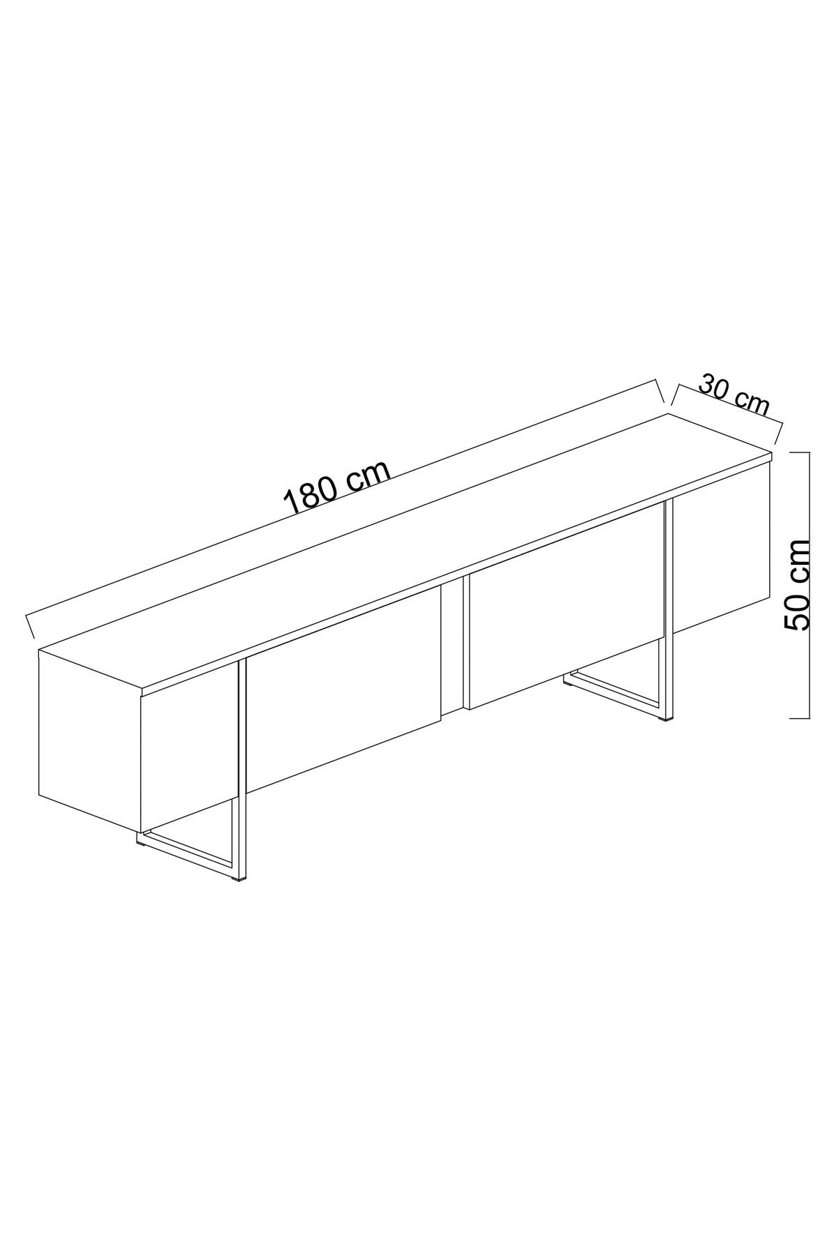 TV-Schrank Anthrazit Luxus 180x50x30 - Silberner Rahmen