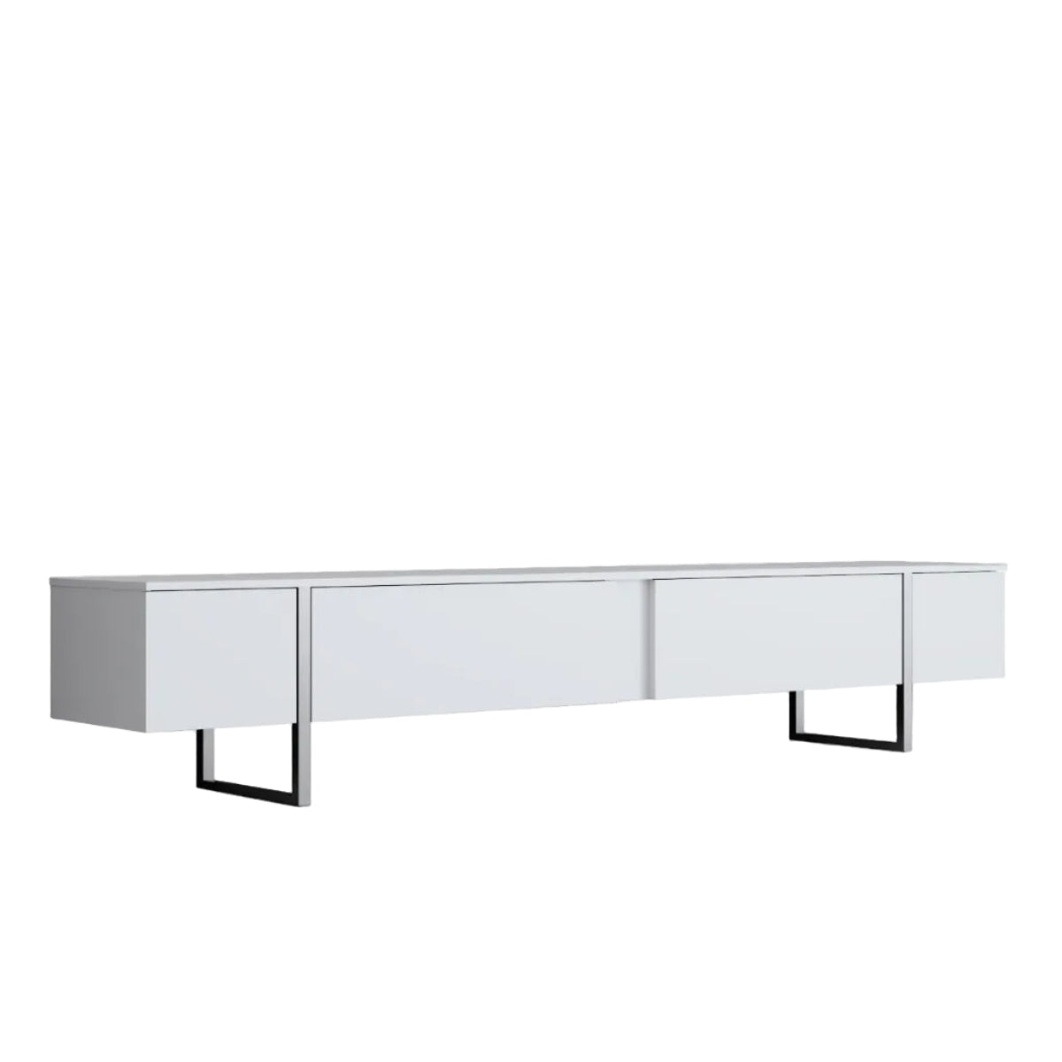 TV-Schrank Weiß Luxus 180x50x30 - Silberner Rahmen