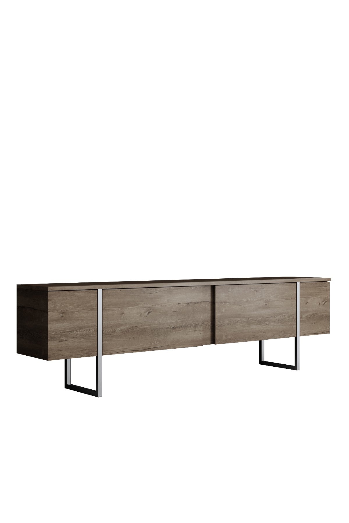 TV-Schrank Walnuss Luxus 180x50x30 - Silberner Rahmen