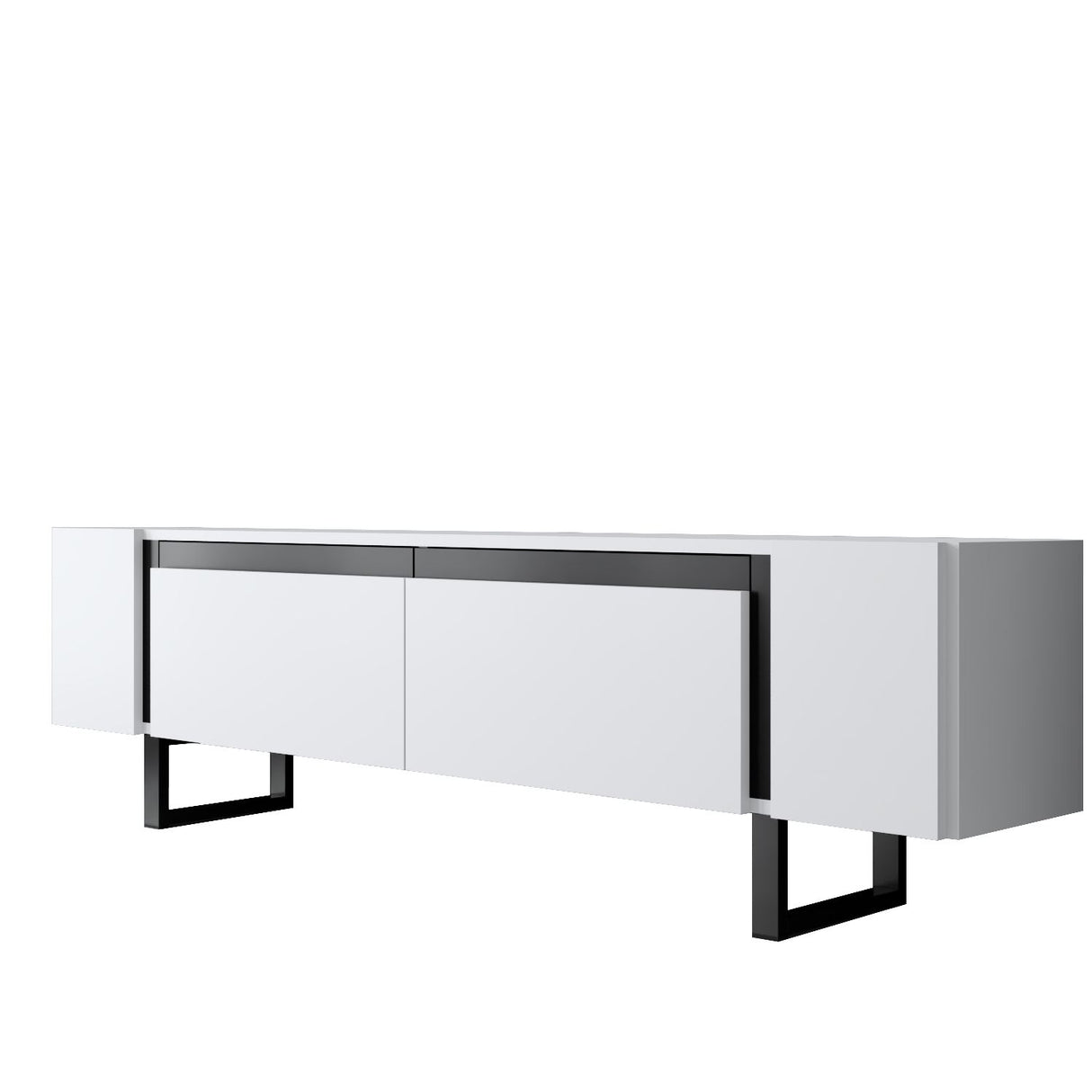 TV-Schrank Weiß Yildiz 180x50x30 - Schwarzer Rahmen