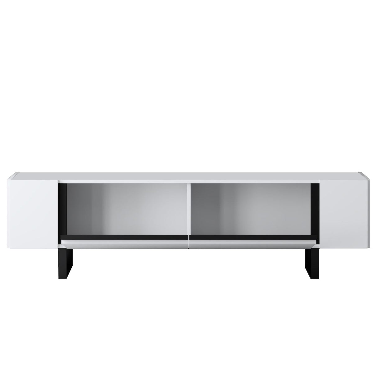TV-Schrank Weiß Yildiz 180x50x30 - Schwarzer Rahmen