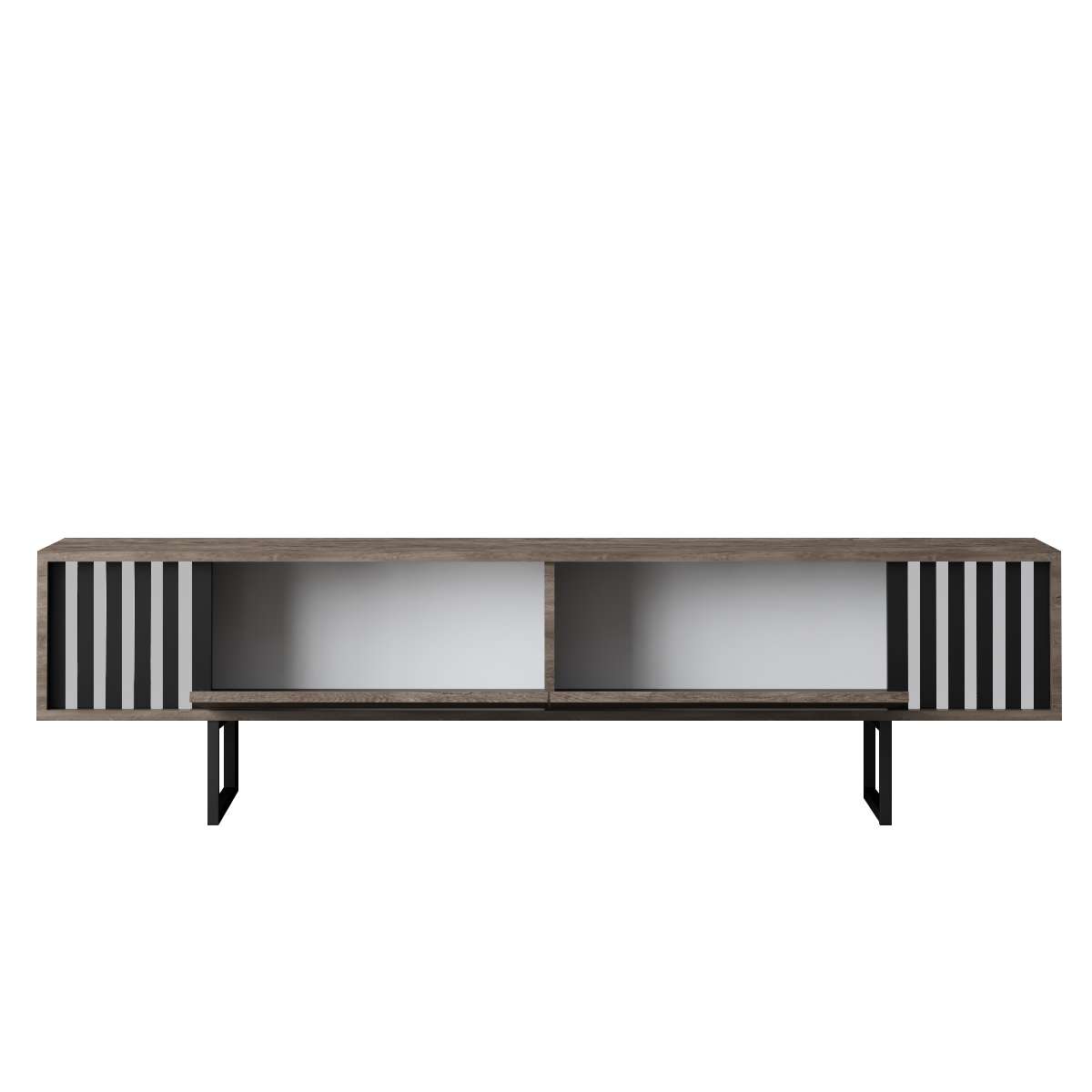 TV-Schrank Walnuss Chrome Line 180x48x30 - Schwarzer Rahmen