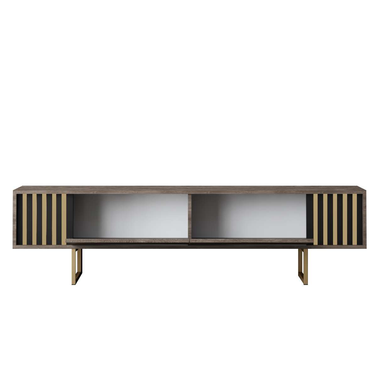 TV-Schrank Walnuss Gold Line 180x48x30 - Goldener Rahmen