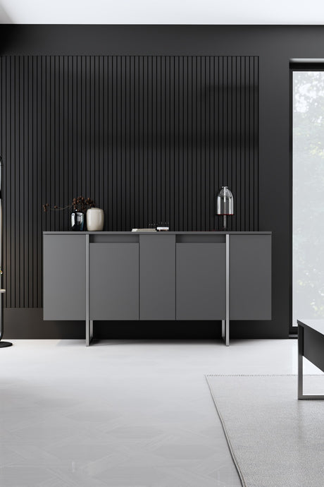 Modernes Sideboard Anthrazit Luxus 160x80x35 - Silberrahmen