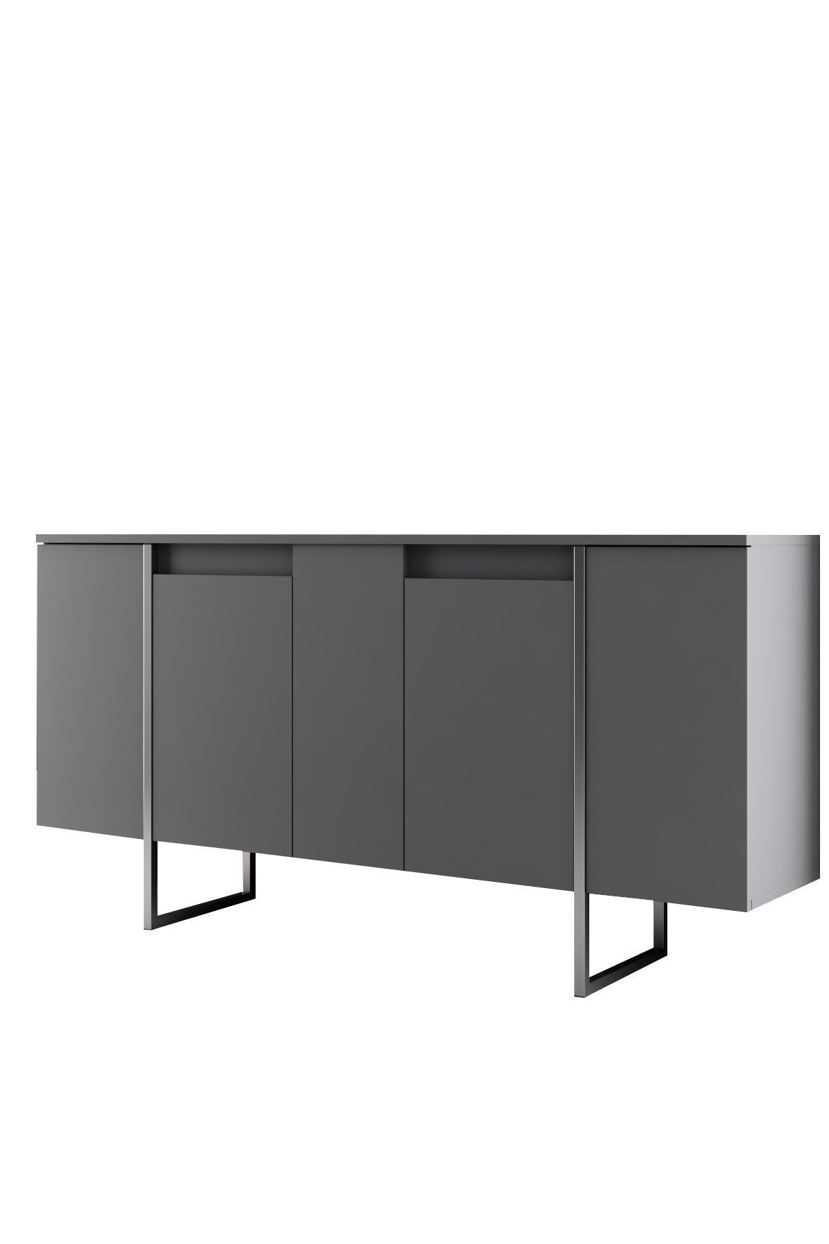 Modernes Sideboard Anthrazit Luxus 160x80x35 - Silberrahmen