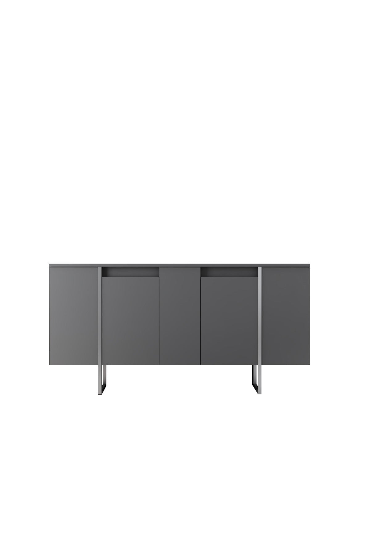 Modernes Sideboard Anthrazit Luxus 160x80x35 - Silberrahmen