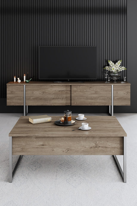 Rechteckiger Couchtisch Walnuss Luxus 90x60 - Silbernes Gestell