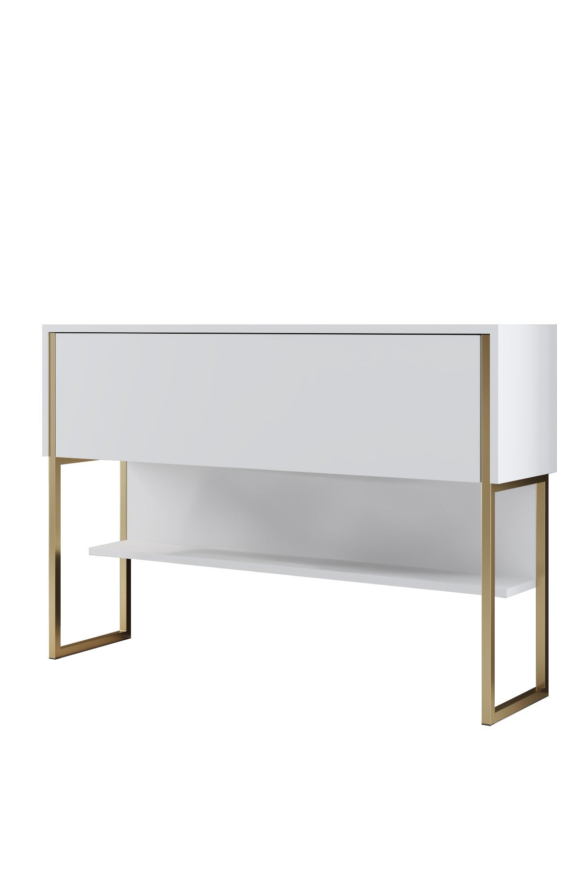Modernes Sideboard Weiß Luxus 120x80x30 - Goldrahmen - Ein Fach