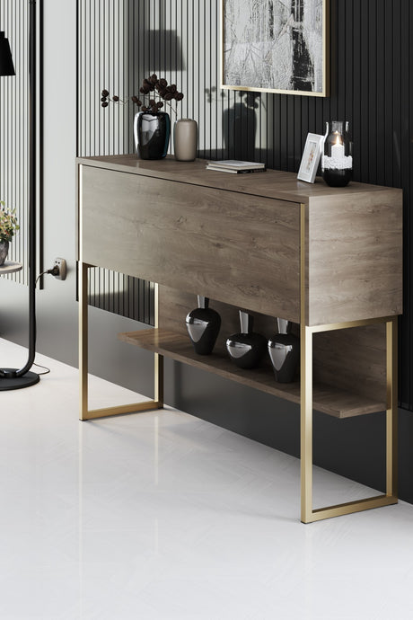 Modernes Sideboard Walnuss Luxus 120x80x30 - Goldrahmen - Ein Fach