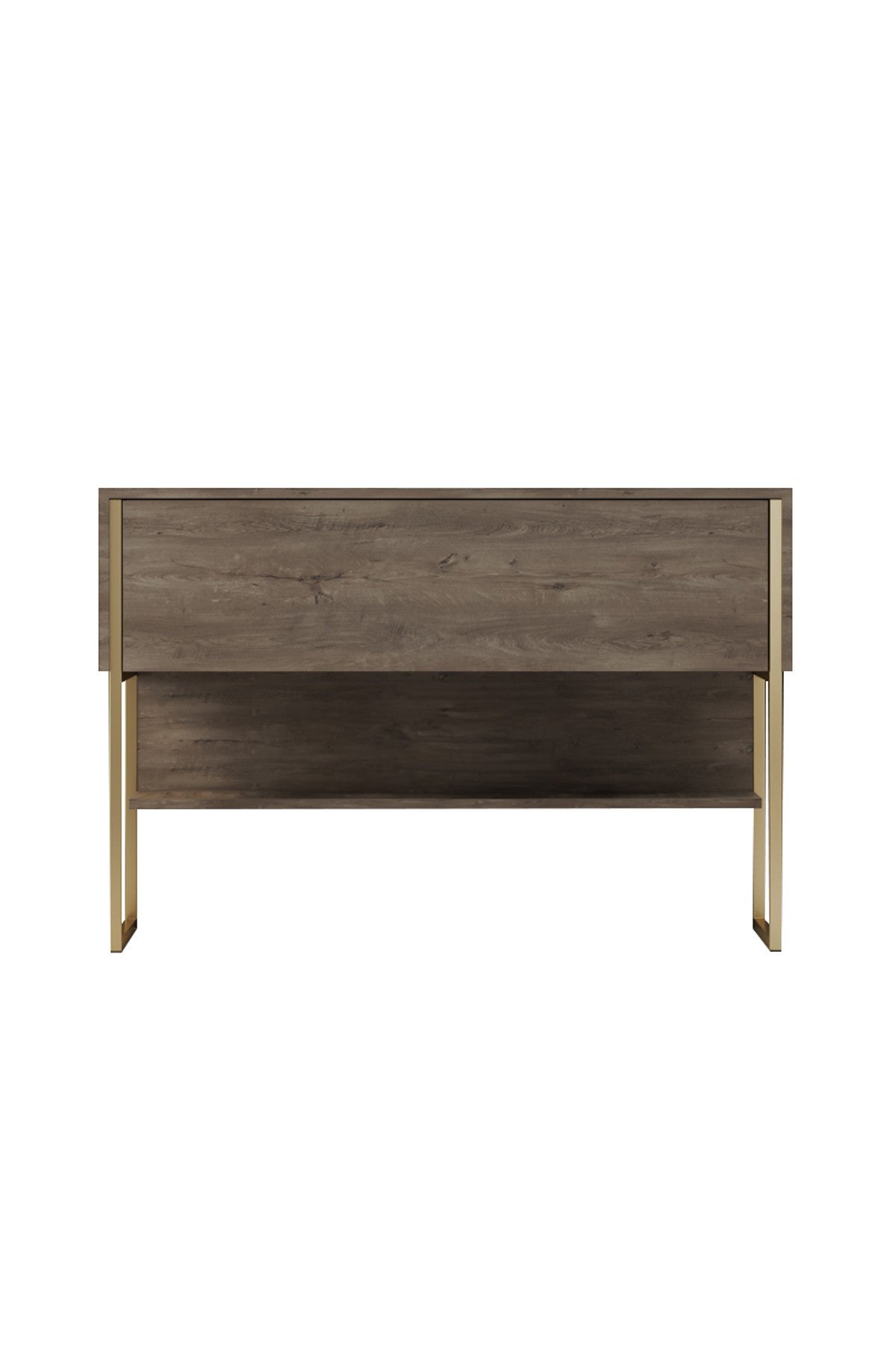 Modernes Sideboard Walnuss Luxus 120x80x30 - Goldrahmen - Ein Fach